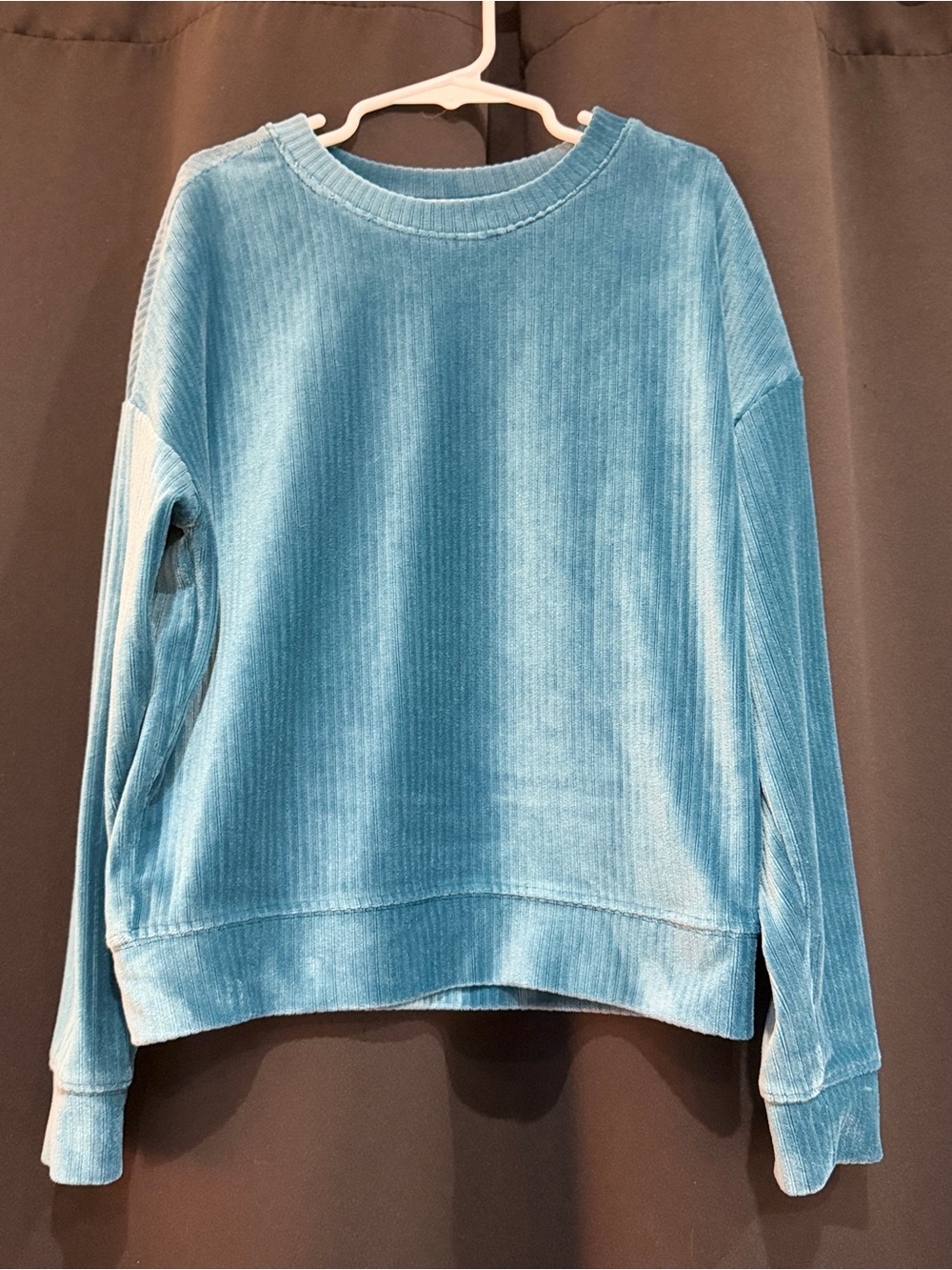 Wonder Nation Girls Sz 7 Teal Ribbed Crewneck Sweater